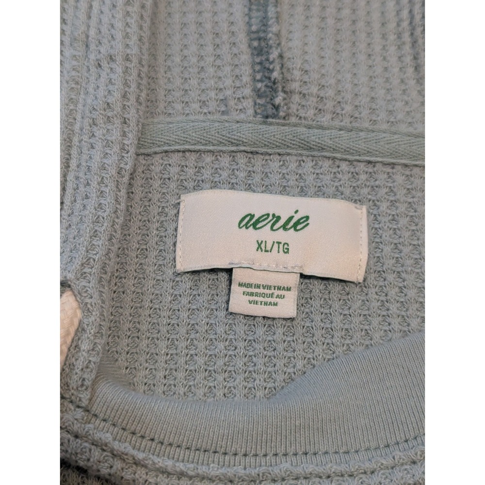 Aerie Lounge Set Womens Sz XL 2 Pc Waffle Knit Hoodie & Joggers Blue Comfort - Picture 4 of 11